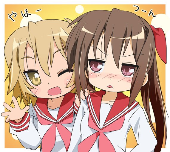 nagamori yamato and yasaka kou (lucky star) drawn by ixy
