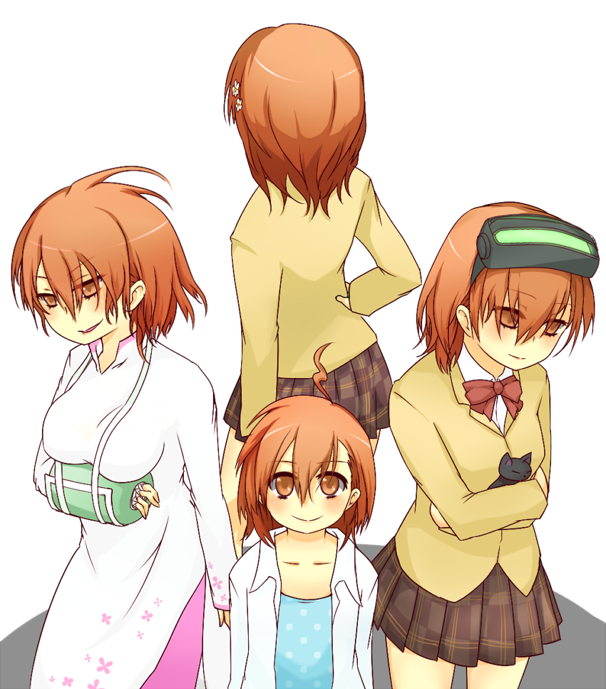 misaka mikoto, last order, misaka imouto, misaka worst, misaka imouto 10032's cat, and 1 more (toaru majutsu no index and 2 more) drawn by i.u.y