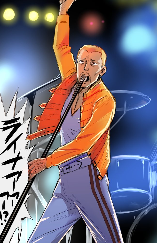 reiner braun and freddie mercury (shingeki no kyojin) drawn by mushi_gyouza