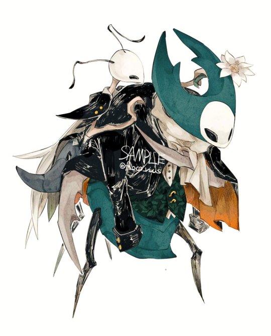 traitor lord and traitor's child (hollow knight) drawn by fioco_virus