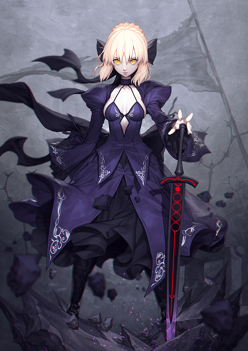 artoria pendragon and saber alter (fate and 1 more) drawn by mandrill