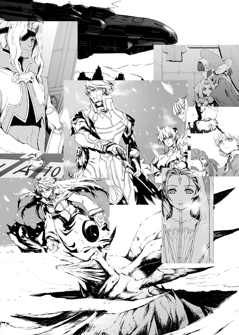 marguerite fatima, bartholomew fatima, tolone, dominia yizkor, kelvena, and 7 more (xenogears) drawn by koma_kiri_aoko