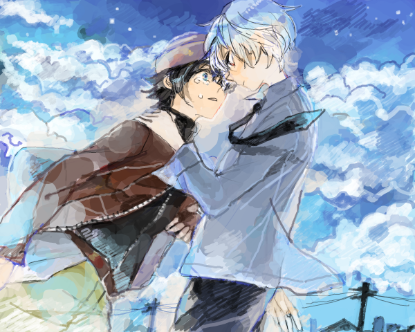 amano yukiteru and akise aru (mirai nikki) drawn by odoriba