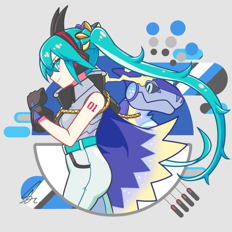 hatsune miku, miraidon, and dragon miku (pokemon and 2 more) drawn by saihate_(d3)