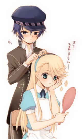 shirogane naoto, alice, and kuma (persona and 2 more) drawn by seiru_(prairie)