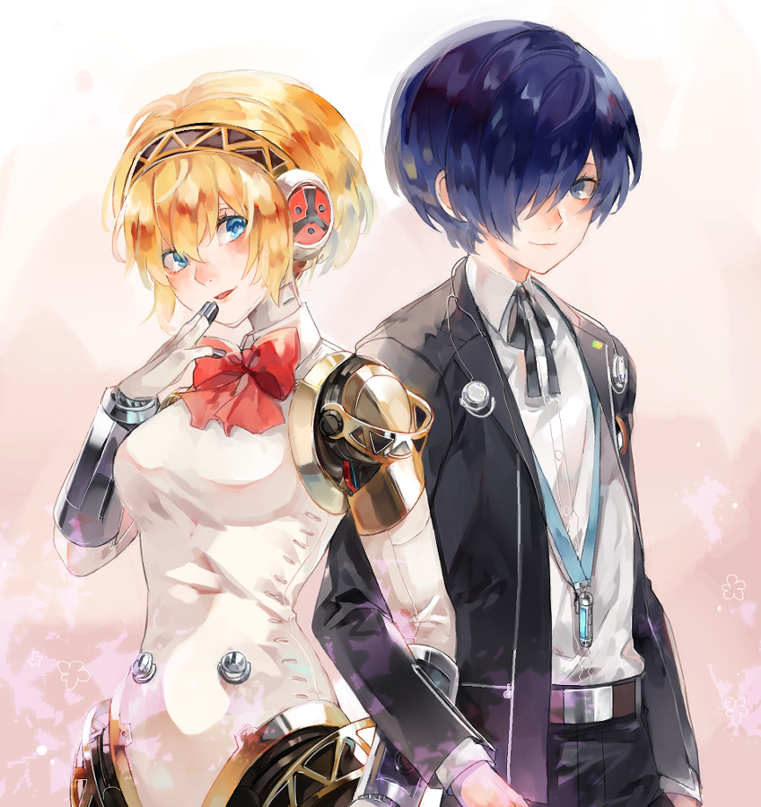 yuuki makoto and aigis (persona and 1 more) drawn by lor_(roasyerizyonirapi)