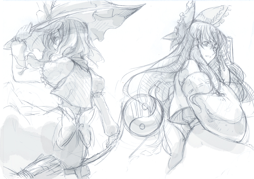 hakurei reimu and kirisame marisa (touhou) drawn by cosmic_(crownclowncosmic)