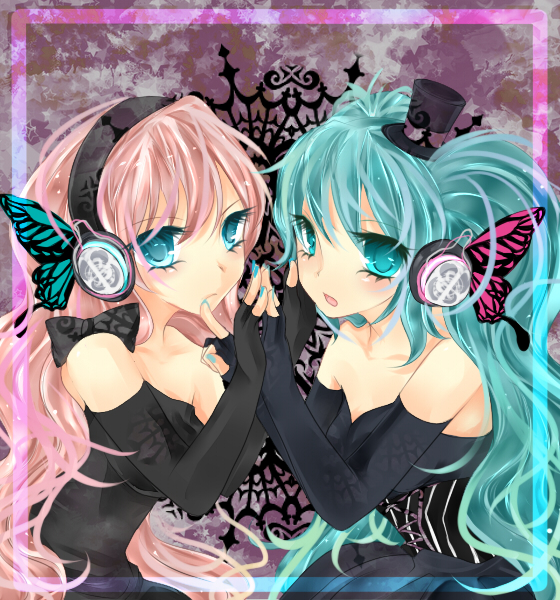 hatsune miku and megurine luka (vocaloid and 1 more) drawn by arimaro