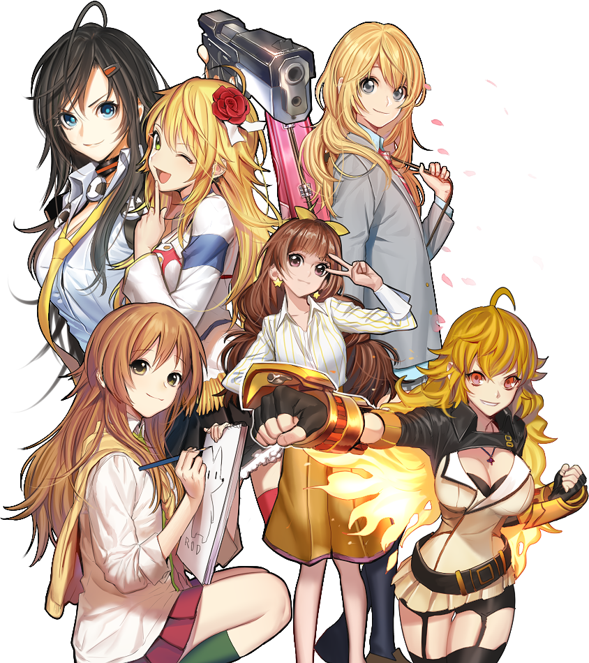 hoshii miki, yang xiao long, amanogawa kirara, miyazono kawori, yuri seo, and 1 more (idolmaster and 6 more) drawn by rod_(rod4817)