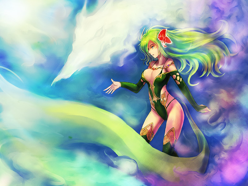 rydia and mist dragon (final fantasy and 2 more) drawn by kara_(color)