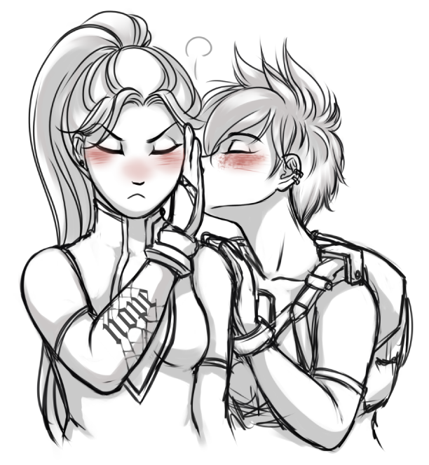 tracer and widowmaker (overwatch and 1 more) drawn by murasaki-yuri