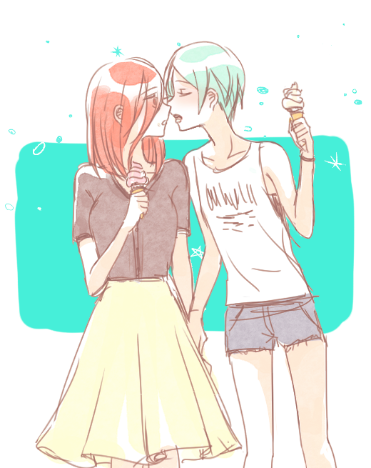 phosphophyllite and cinnabar (houseki no kuni) drawn by pin_(velika)