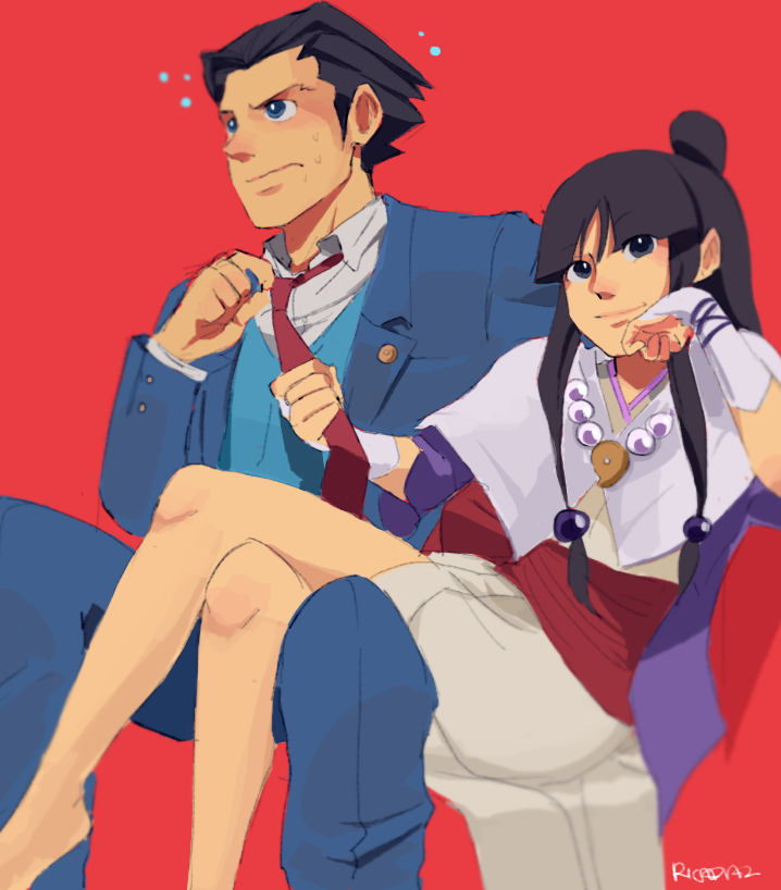phoenix wright and maya fey (ace attorney and 1 more) drawn by rica_diaz