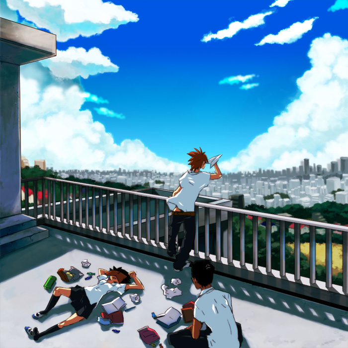 konno makoto, mamiya chiaki, and tsuda kousuke (toki wo kakeru shoujo) drawn by rugo