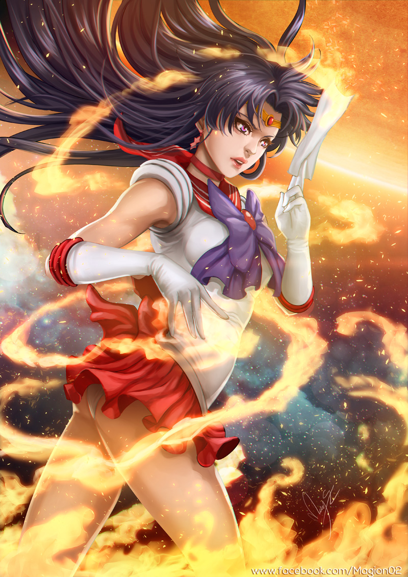 hino rei and sailor mars (bishoujo senshi sailor moon) drawn by magion02