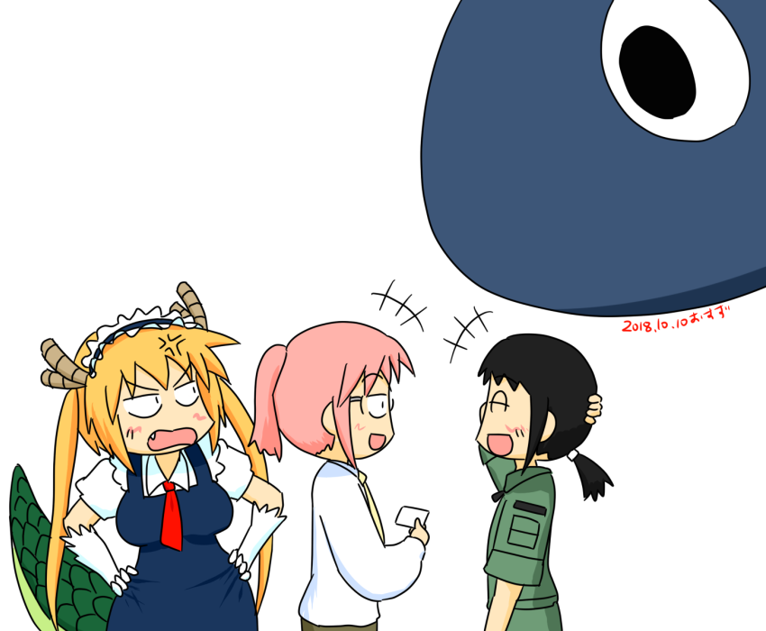 tohru, kobayashi, amakasu hisone, and masotan (kobayashi-san chi no maidragon and 1 more) drawn by osuzu_(osuzu3276)