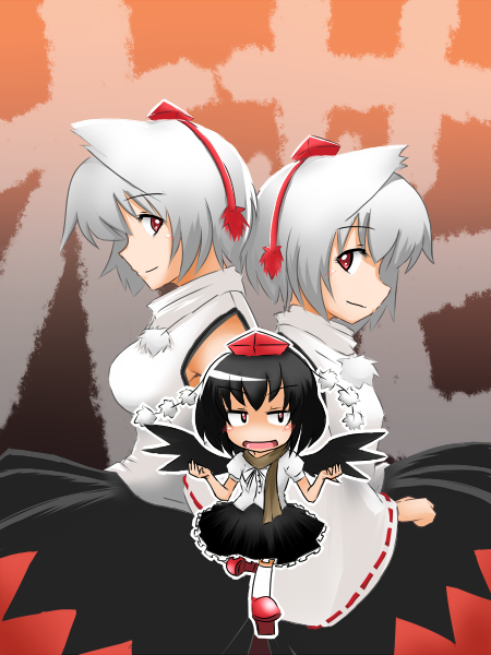 shameimaru aya and inubashiri momiji (touhou) drawn by akthree0
