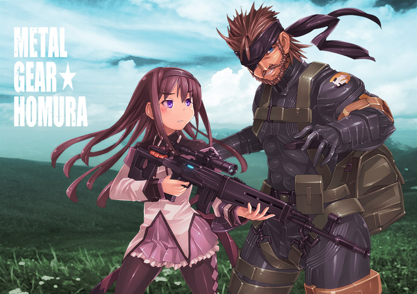 akemi homura and big boss (mahou shoujo madoka magica and 3 more) drawn by mk-5
