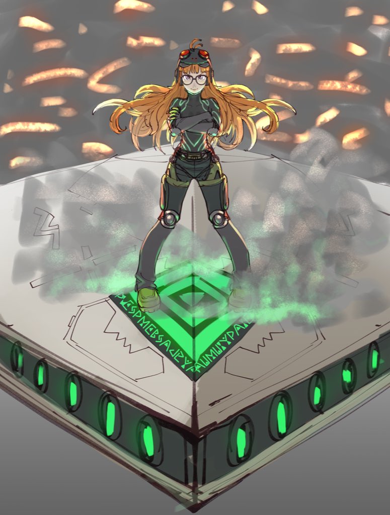 sakura futaba, oracle, and al azif (persona and 2 more) drawn by poechan_chan