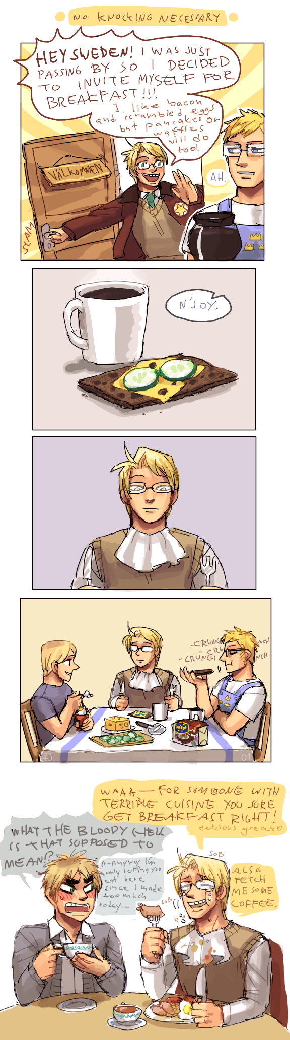 america, united kingdom, finland, and sweden (axis powers hetalia) drawn by emlan