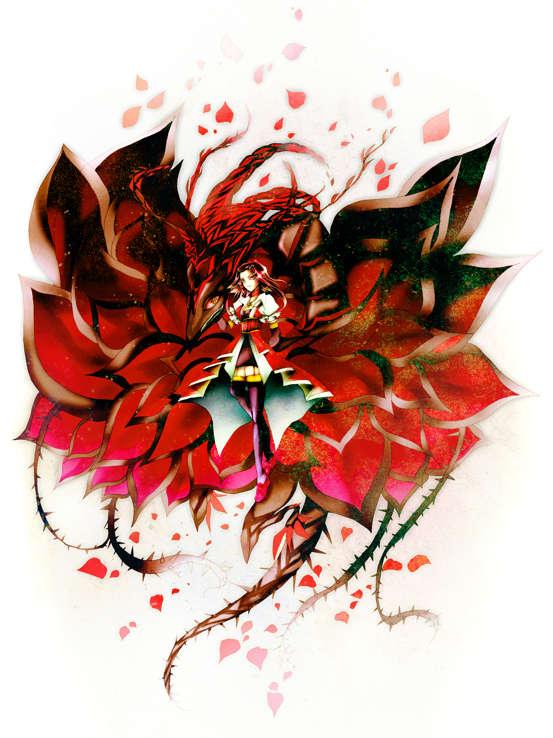 izayoi aki and black rose dragon (yu-gi-oh! and 1 more) drawn by io_(ginno_tsuioku)