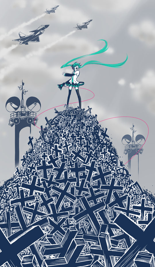hatsune miku (vocaloid and 1 more) drawn by aoya