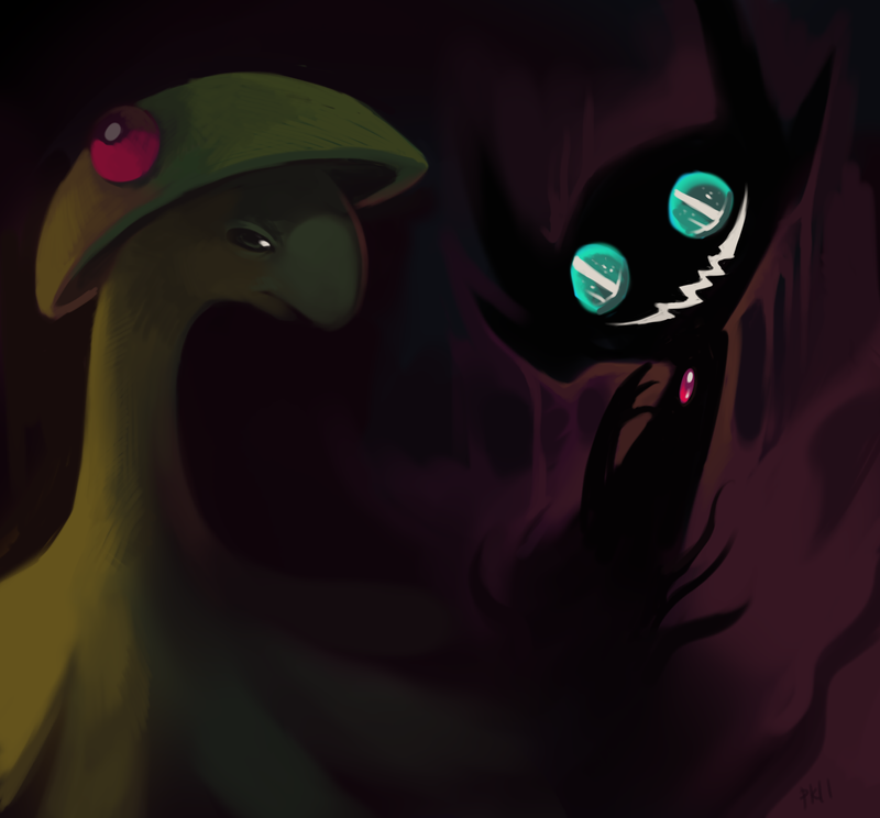 sableye, breloom, shroomsworth, and devonshire (pokemon and 1 more) drawn by glitchedpuppet