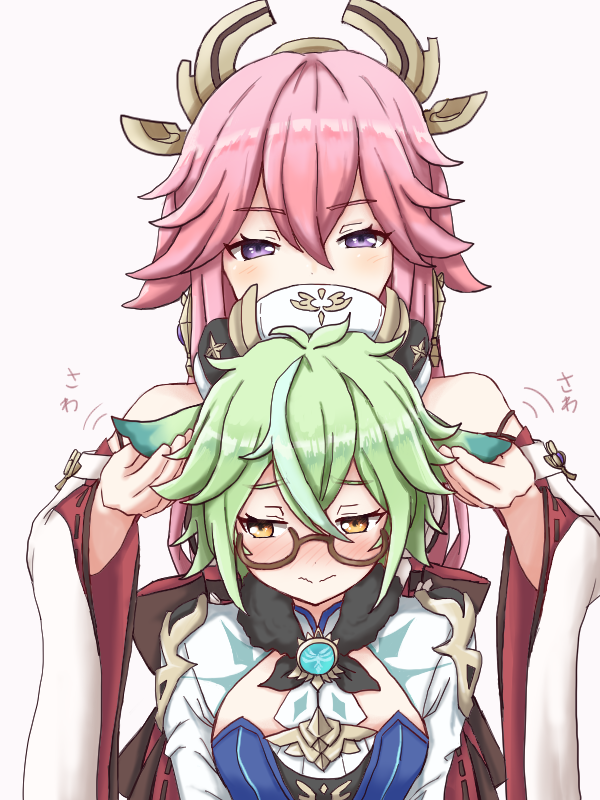 yae miko and sucrose (genshin impact) drawn by dadamori