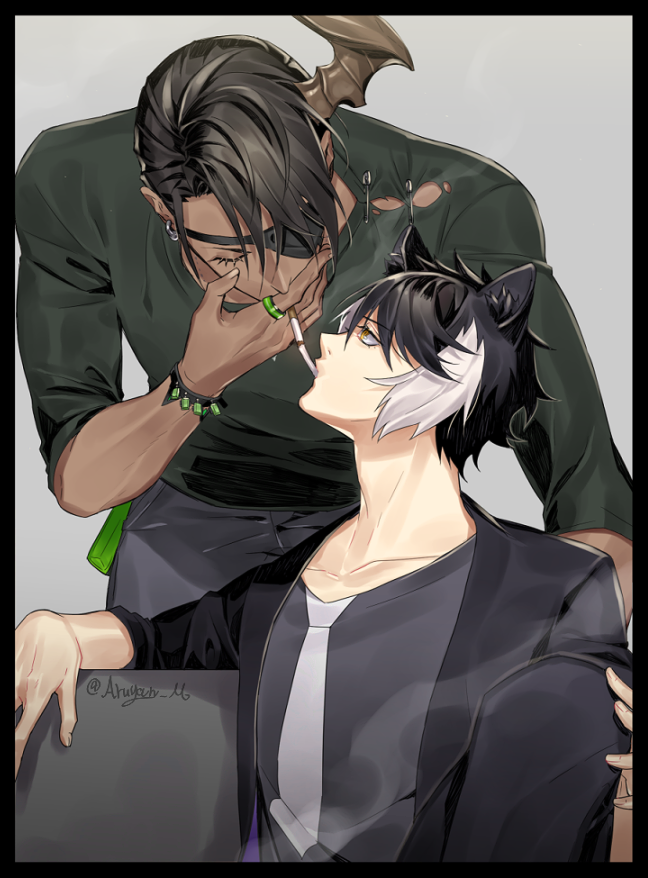 kageyama shien and aragami oga (holostars) drawn by aaaaa_(user_vxxf7858)