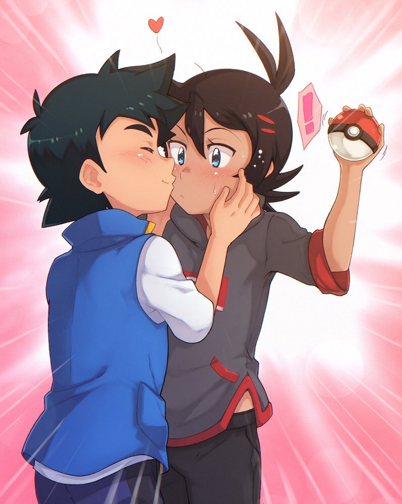 ash ketchum and goh (pokemon and 1 more) drawn by tama!_(lazyturtle)