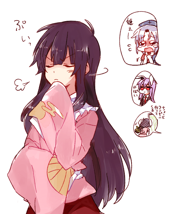 reisen udongein inaba, houraisan kaguya, inaba tewi, and yagokoro eirin (touhou) drawn by 6_(yuchae)
