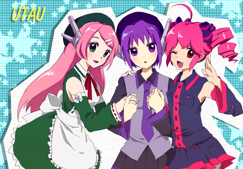 kasane teto, utane uta, and momone momo (utau) drawn by yu@