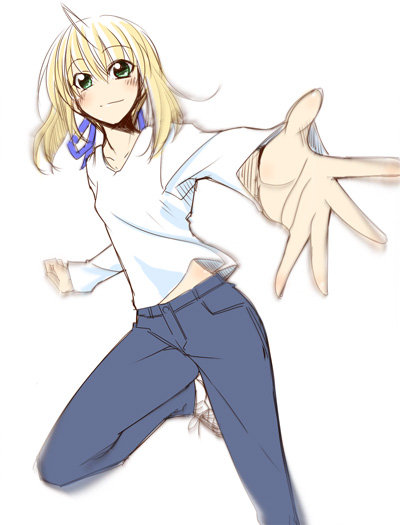 artoria pendragon and saber (fate and 1 more) drawn by fue_(rhomphair)