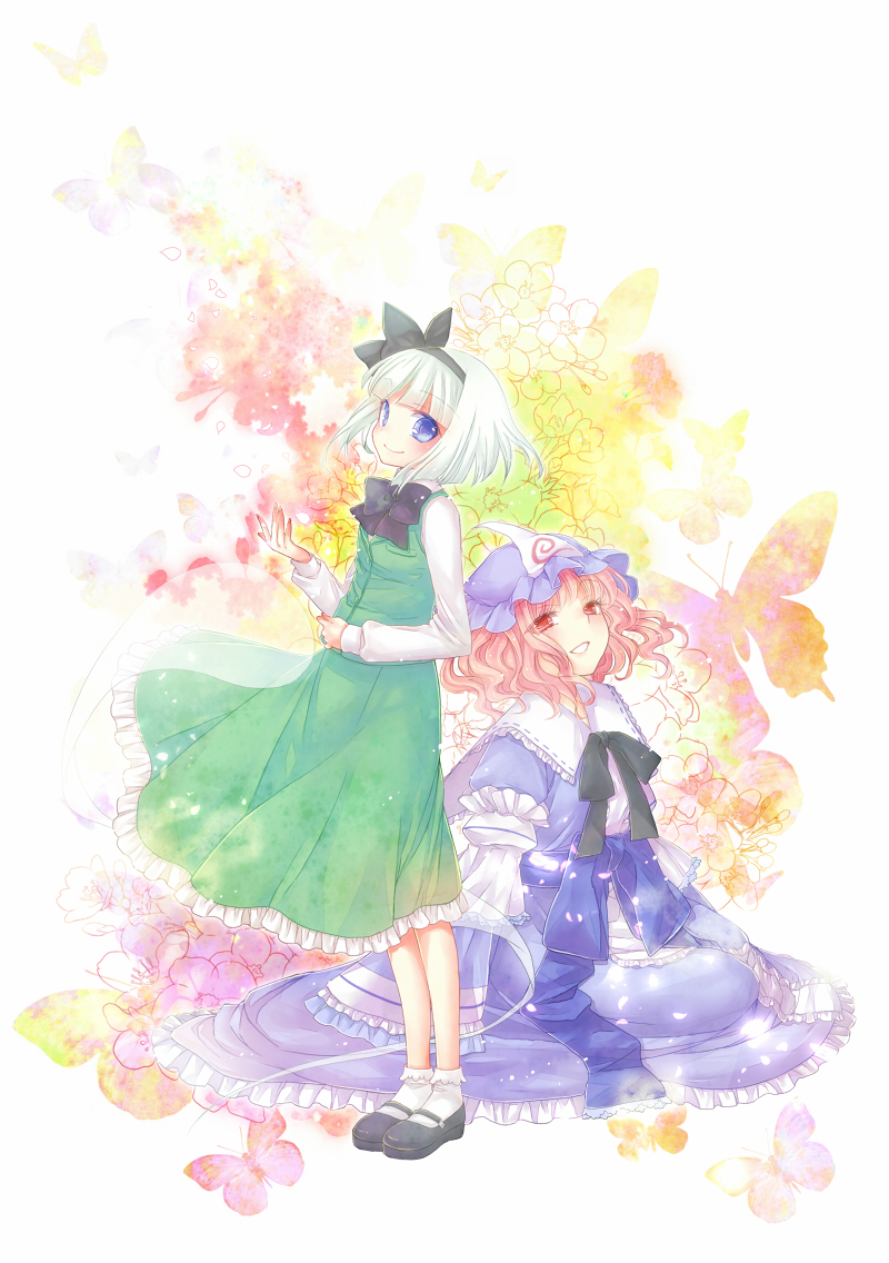 konpaku youmu and saigyouji yuyuko (touhou) drawn by midori_(green_tea)