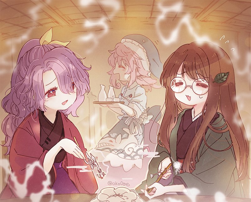 futatsuiwa mamizou, okunoda miyoi, and komakusa sannyo (touhou) drawn by biyon