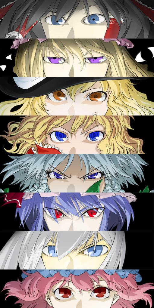 hakurei reimu, kirisame marisa, remilia scarlet, izayoi sakuya, konpaku youmu, and 3 more (touhou and 3 more) drawn by nishiki_(soroneko)