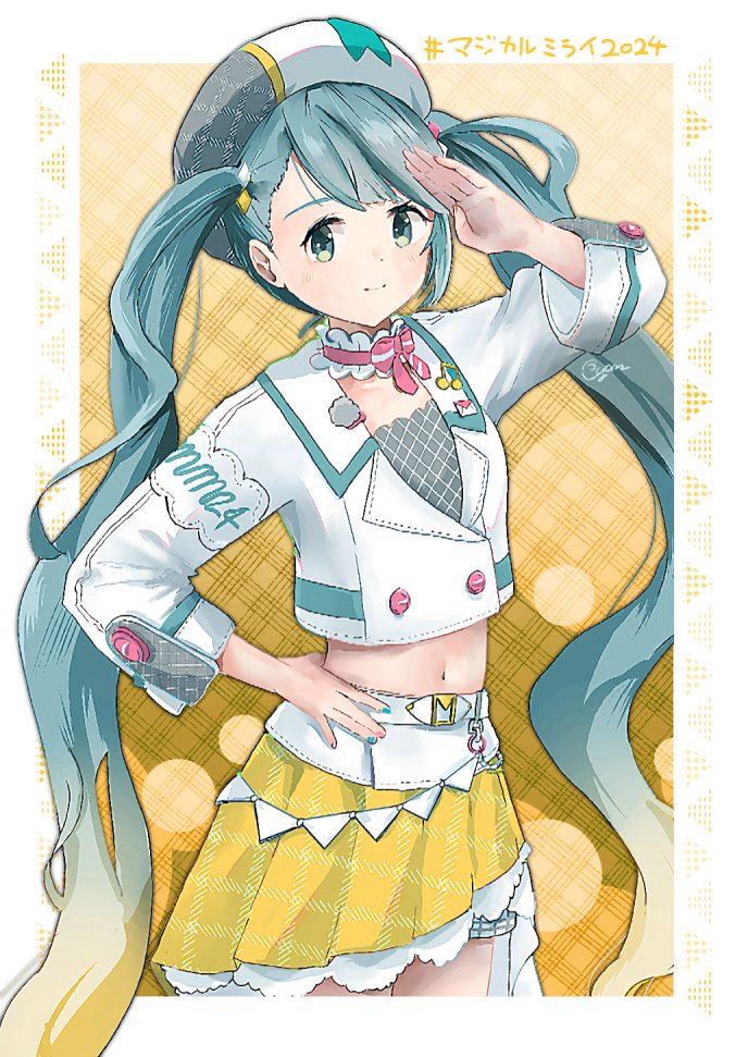 hatsune miku and magical mirai miku (vocaloid and 1 more) drawn by cyan_(sasukeone3)
