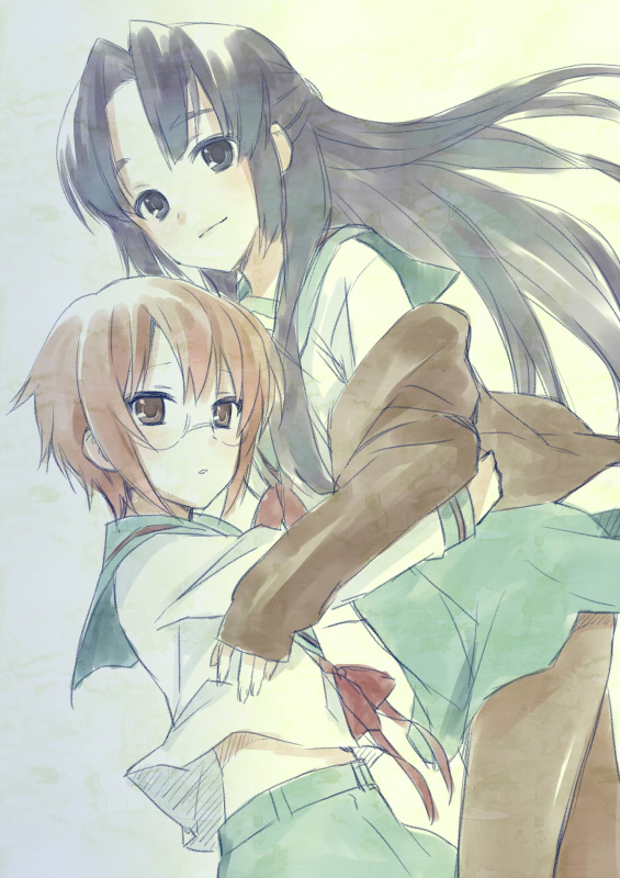 nagato yuki and asakura ryoko (suzumiya haruhi no yuuutsu and 1 more) drawn by hijiki_(hijikini)