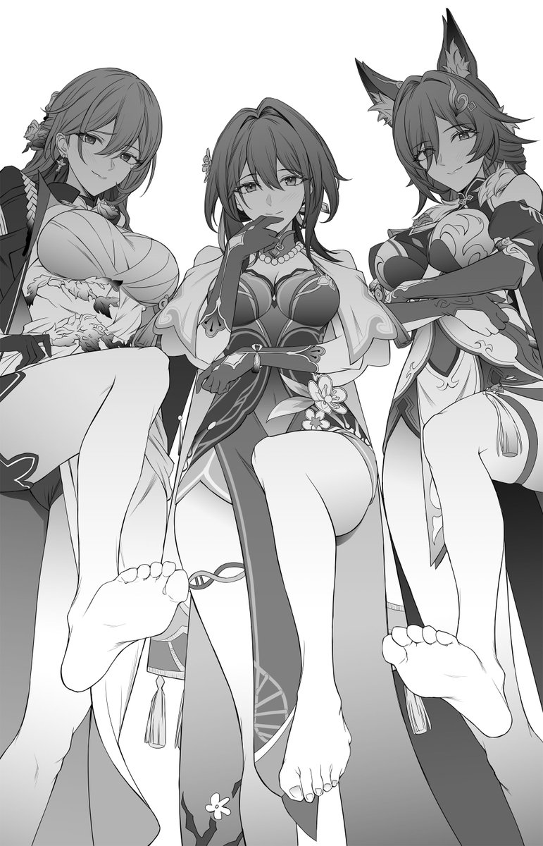 ruan mei, himeko, and yukong (honkai and 1 more) drawn by takai_isshiki