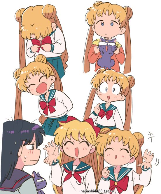 tsukino usagi, aino minako, hino rei, and luna (bishoujo senshi sailor moon) drawn by tsubobot
