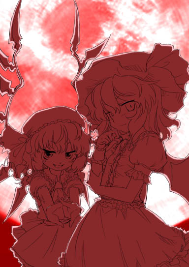 remilia scarlet and flandre scarlet (touhou) drawn by kiriu