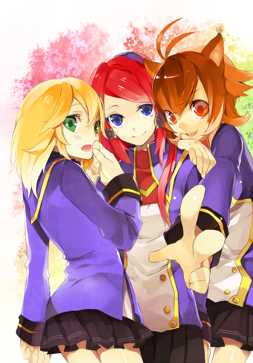 makoto nanaya, noel vermillion, and tsubaki yayoi (blazblue) drawn by hyakuhachi_(over3)