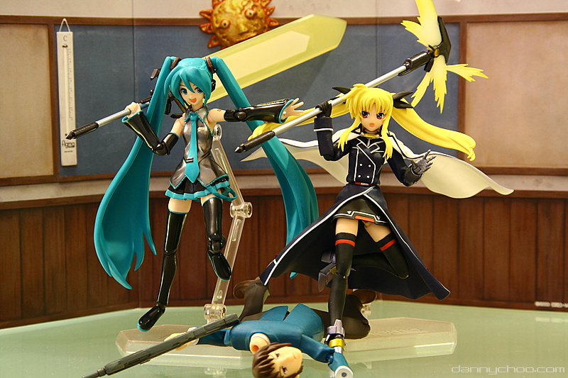 hatsune miku, fate testarossa, kyon, and bardiche (vocaloid and 3 more) drawn by danny_choo