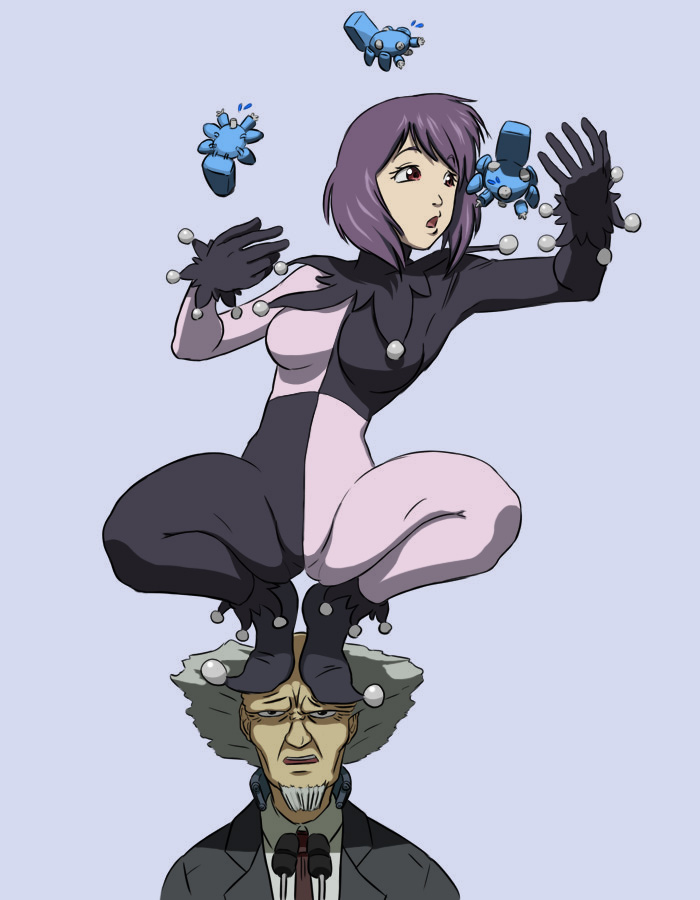 kusanagi motoko, tachikoma, and aramaki daisuke (ghost in the shell and 1 more) drawn by drawfag