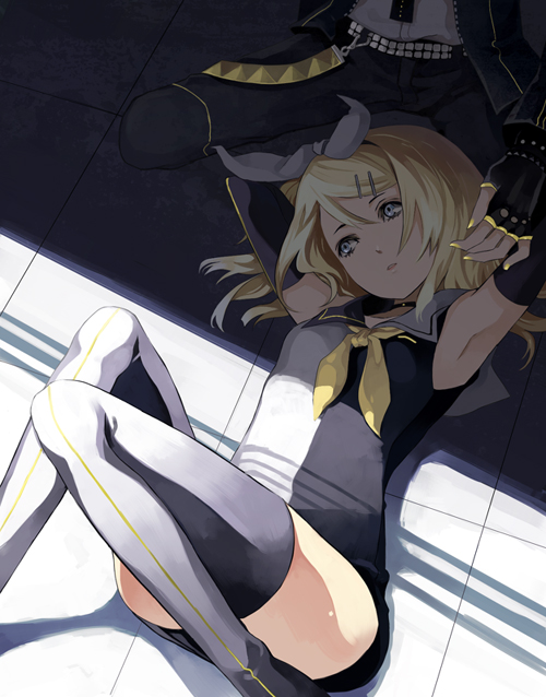 kagamine rin and kagamine len (vocaloid and 1 more) drawn by riku_(wana)