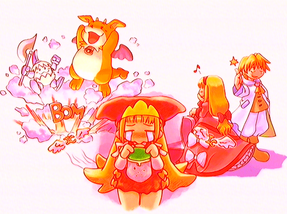 kururu, crea rosenqueen, cello, and l-kun (marl kingdom and 1 more) drawn by ryoji_(nomura_ryouji)
