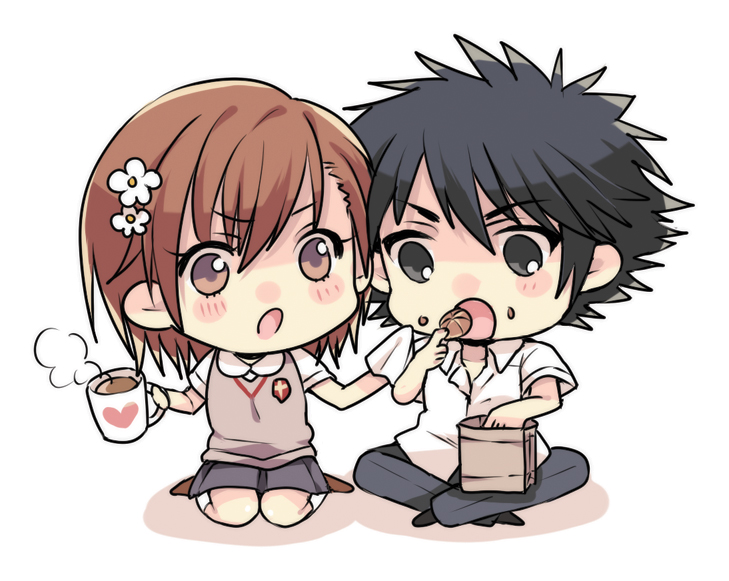 misaka mikoto and kamijou touma (toaru majutsu no index and 1 more) drawn by himeno345