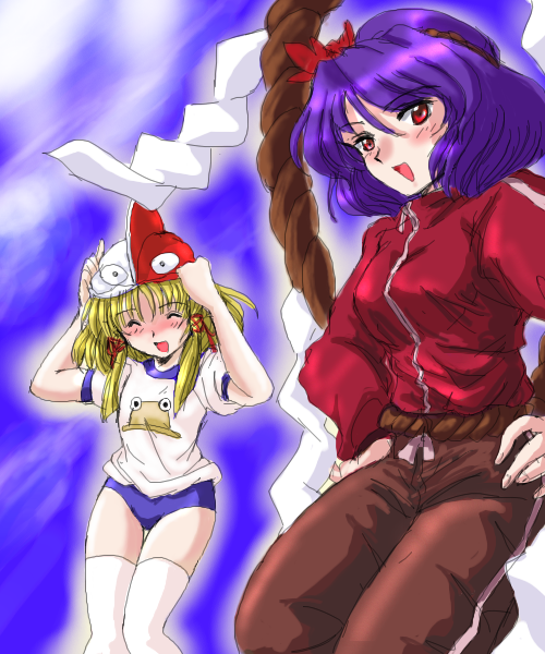 moriya suwako and yasaka kanako (touhou) drawn by flx