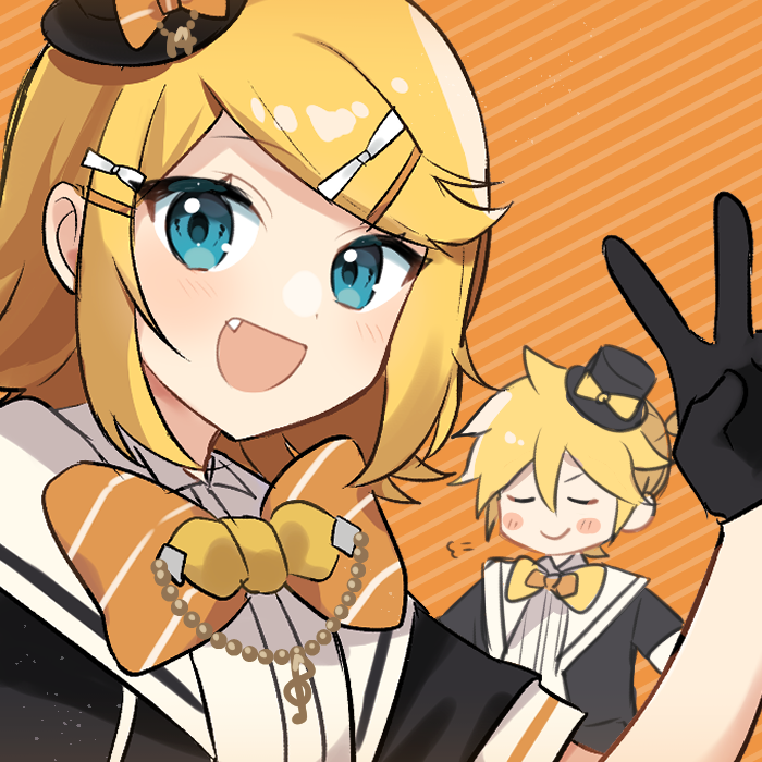kagamine rin and kagamine len (vocaloid) drawn by akikan_sabako
