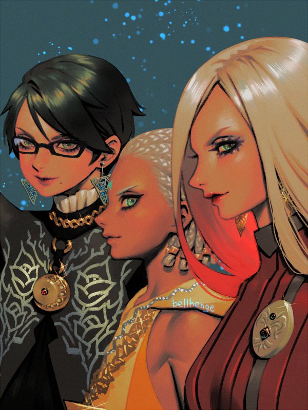 bayonetta, jeanne, and loki (bayonetta and 1 more) drawn by bellhenge
